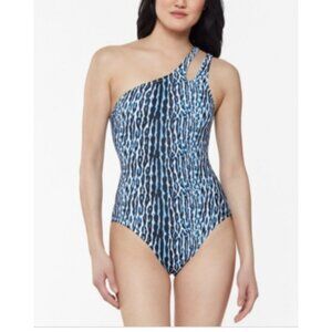 Jessica Simpson $98 Printed Sassy Safari One-Shoulder One-Piece Swimsuit Size XL